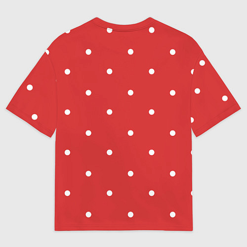Мужская футболка оверсайз Белый горошек на красном фоне / 3D-принт – фото 2