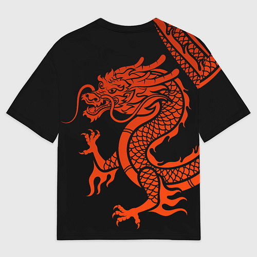 Мужская футболка оверсайз RED CHINA DRAGON / 3D-принт – фото 2