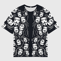 Футболка оверсайз мужская Анонимусы надбисиси линии, цвет: 3D-принт