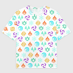 Мужская футболка оверсайз GENSHIN IMPACT ЭМБЛЕМЫ