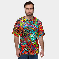 Футболка оверсайз мужская Яркая абстракция bright abstraction, цвет: 3D-принт — фото 2