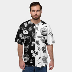 Футболка оверсайз мужская КРОВОСТОК ТАТУИРОВКИ ЧБ, цвет: 3D-принт — фото 2