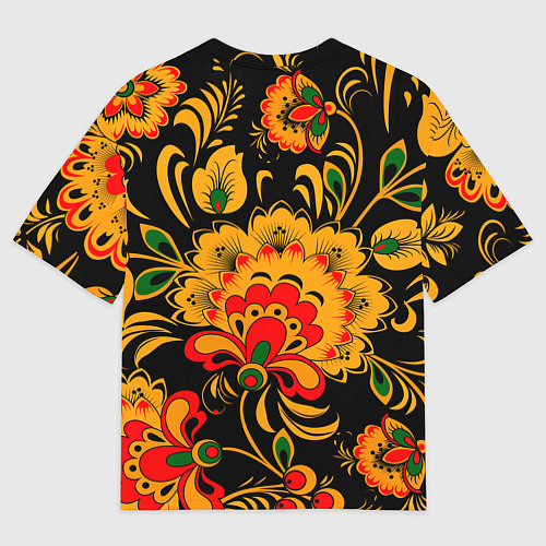 Мужская футболка оверсайз Хохлома / 3D-принт – фото 2