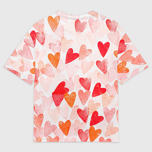 Мужская футболка оверсайз Manizha на фоне сердечек / 3D-принт – фото 2