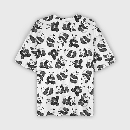 Мужская футболка оверсайз Акварельные панды паттерн / 3D-принт – фото 2