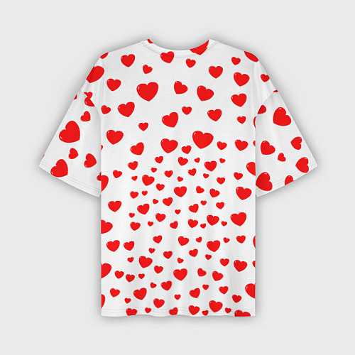 Мужская футболка оверсайз Енот в сердечках / 3D-принт – фото 2