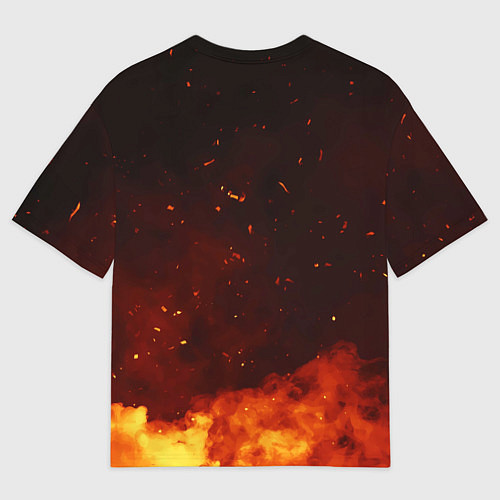 Мужская футболка оверсайз Valheim огненный лого / 3D-принт – фото 2