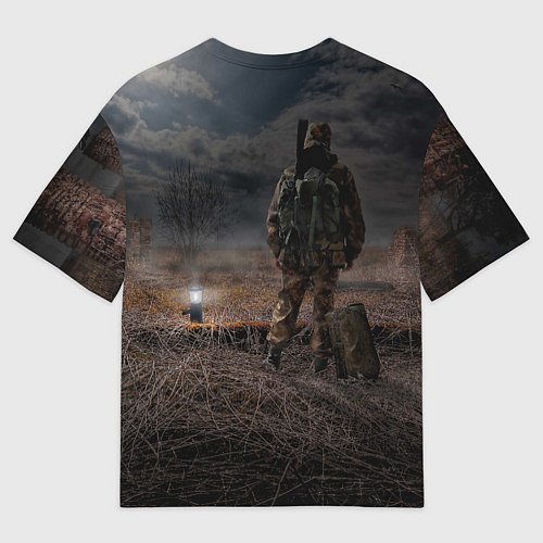Мужская футболка оверсайз Metro одинокий сталкер / 3D-принт – фото 2
