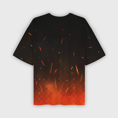 Мужская футболка оверсайз Valheim викинг в огне / 3D-принт – фото 2