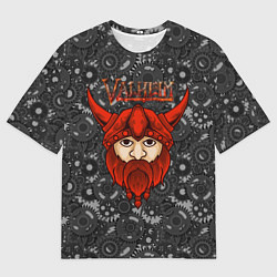 Футболка оверсайз мужская Valheim красный викинг, цвет: 3D-принт