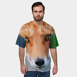 Футболка оверсайз мужская Крупно мордочка лисы, цвет: 3D-принт — фото 2