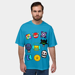 Футболка оверсайз мужская Geometry Dash: Icons, цвет: 3D-принт — фото 2