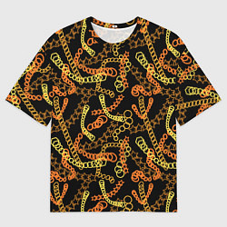 Мужская футболка оверсайз Цветные цепи, абстракция