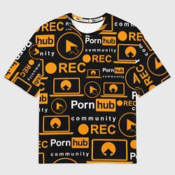 Футболка оверсайз мужская PORNHUB ПОРНХАБ УЗОР, цвет: 3D-принт