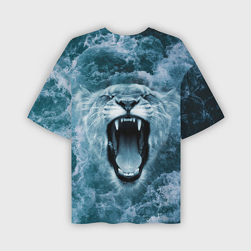 Мужская футболка оверсайз Львица в бушующих волнах / 3D-принт – фото 2