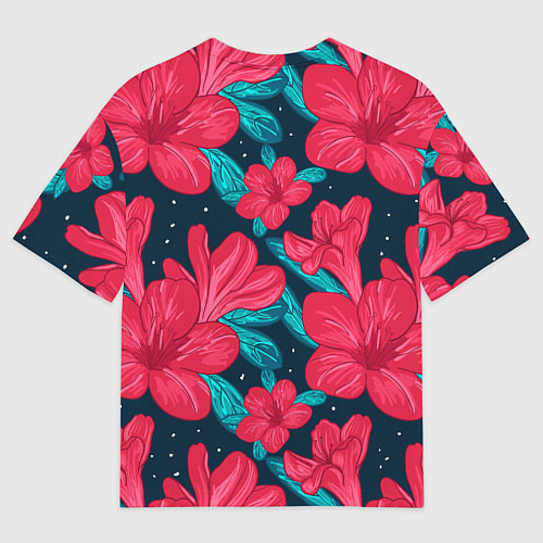 Мужская футболка оверсайз Моника в цветах / 3D-принт – фото 2