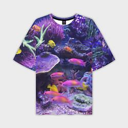 Футболка оверсайз мужская Коралловые рыбки, цвет: 3D-принт