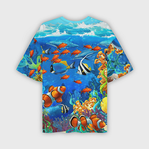 Мужская футболка оверсайз Коралловые рыбки / 3D-принт – фото 2