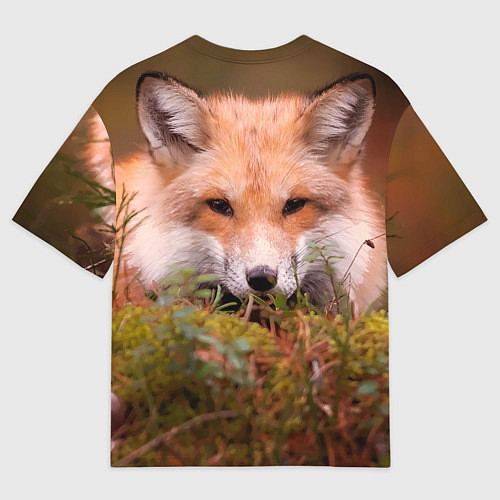 Мужская футболка оверсайз Лисица в засаде / 3D-принт – фото 2