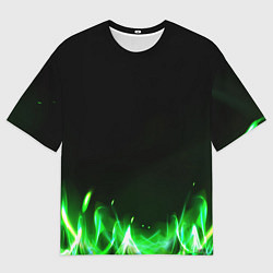 Мужская футболка оверсайз Зеленый огонь