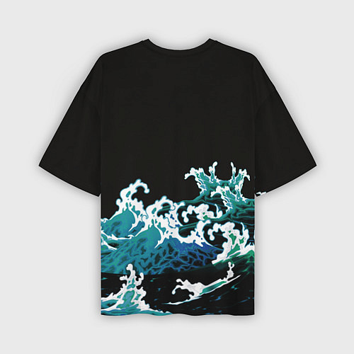Мужская футболка оверсайз Корабль на Волнах Кракен / 3D-принт – фото 2