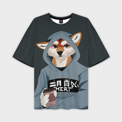 Мужская футболка оверсайз Furry fox