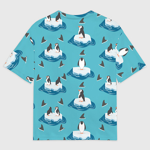 Мужская футболка оверсайз Пингвины / 3D-принт – фото 2