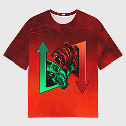 Футболка оверсайз мужская Бык VS Медведь, цвет: 3D-принт