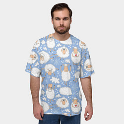 Футболка оверсайз мужская Счастливые овечки, цвет: 3D-принт — фото 2