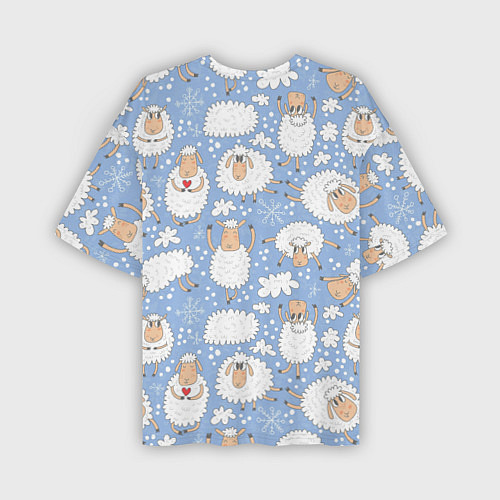 Мужская футболка оверсайз Счастливые овечки / 3D-принт – фото 2