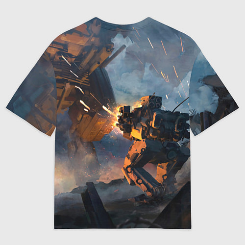 Мужская футболка оверсайз Battletech warrior / 3D-принт – фото 2