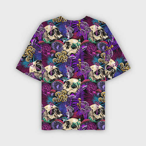 Мужская футболка оверсайз Психоделика - черепа и грибы / 3D-принт – фото 2
