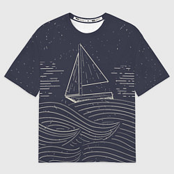 Мужская футболка оверсайз Одинокий корабль в море