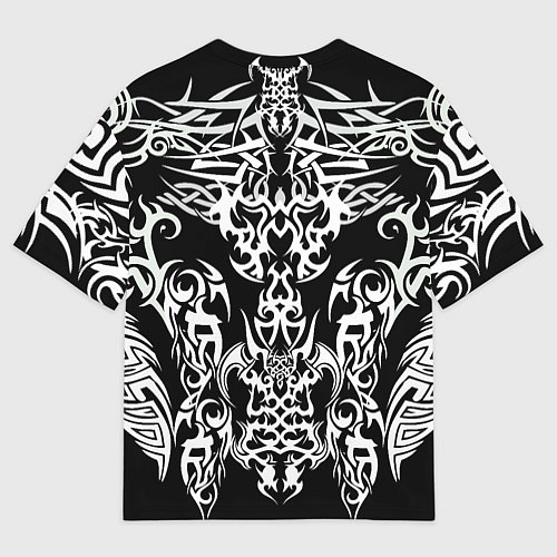 Мужская футболка оверсайз ТАТУ ЧЕРНО БЕЛОЕ УЗОР / 3D-принт – фото 2