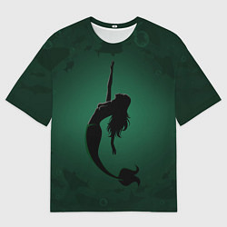 Мужская футболка оверсайз Русалка силуэт