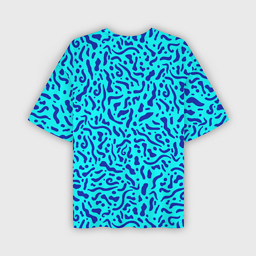 Мужская футболка оверсайз Неоновые синие узоры / 3D-принт – фото 2