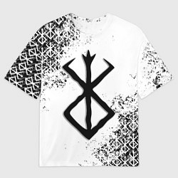 Футболка оверсайз мужская БЕРСЕРК logo чб, цвет: 3D-принт