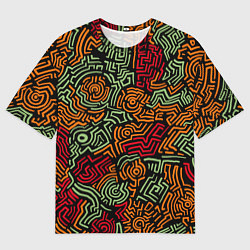 Мужская футболка оверсайз Абстрактный узор линии