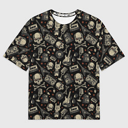 Футболка оверсайз мужская Scull pattern rock, цвет: 3D-принт