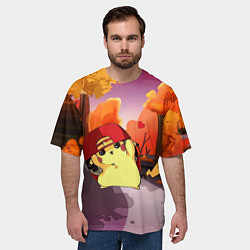 Футболка оверсайз мужская Пикачу в бейсболке, цвет: 3D-принт — фото 2