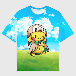 Футболка оверсайз мужская Пикачу совенок, цвет: 3D-принт