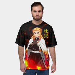 Футболка оверсайз мужская Кёджуро Ренгоку, цвет: 3D-принт — фото 2