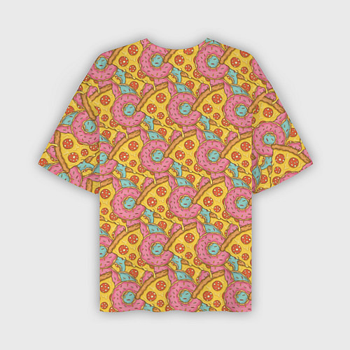 Мужская футболка оверсайз Пицца и пончики / 3D-принт – фото 2