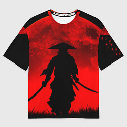 Футболка оверсайз мужская САМУРАЙ кровавой луны, цвет: 3D-принт