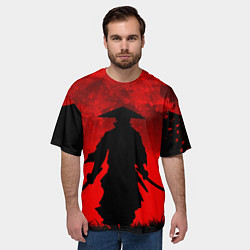 Футболка оверсайз мужская САМУРАЙ кровавой луны, цвет: 3D-принт — фото 2
