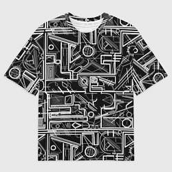 Футболка оверсайз мужская Белые абстрактные линии, цвет: 3D-принт