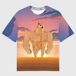 Футболка оверсайз мужская Мем собака качок DOGE, цвет: 3D-принт