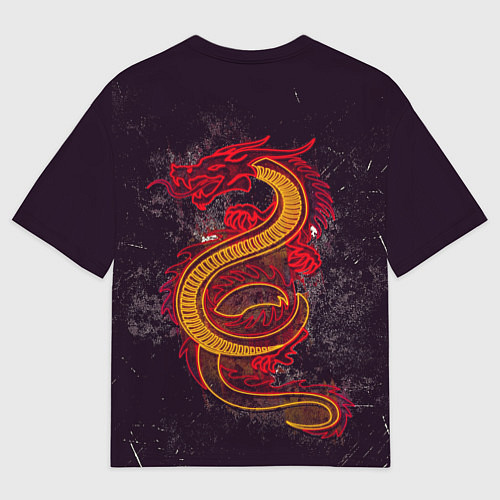Мужская футболка оверсайз НЕОНОВЫЙ ДРАКОН, 3d / 3D-принт – фото 2