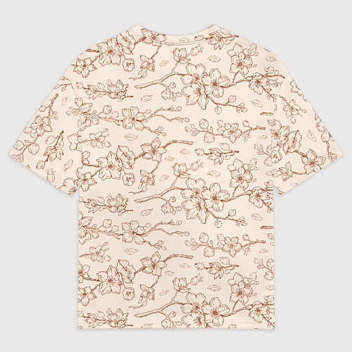 Мужская футболка оверсайз Китайский Дракон и Сакура / 3D-принт – фото 2