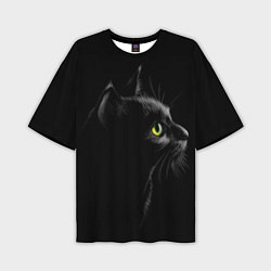 Футболка оверсайз мужская Черный кот, цвет: 3D-принт
